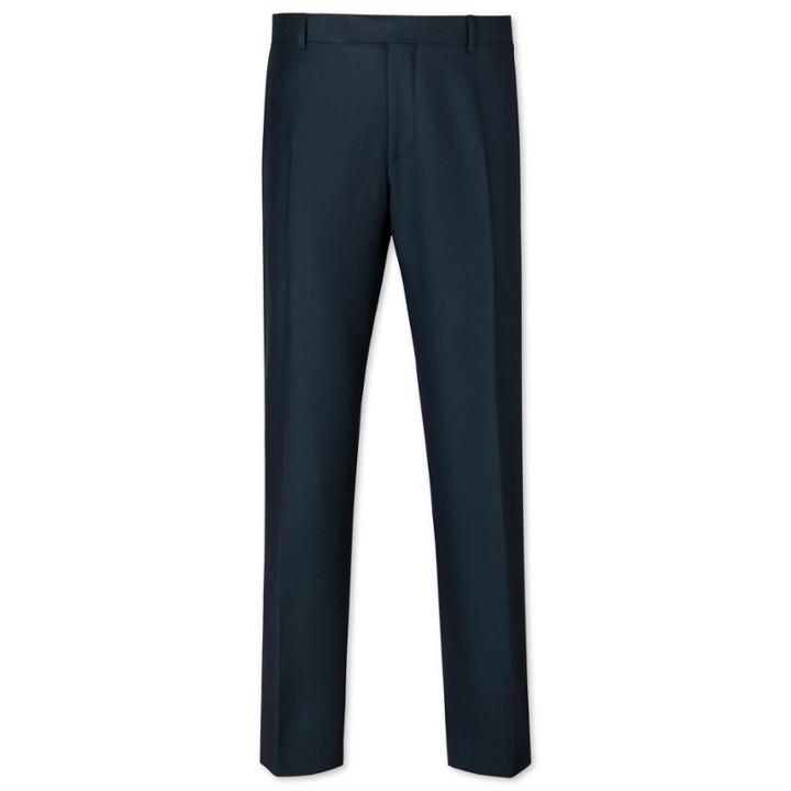 Charles Tyrwhitt Charles Tyrwhitt Dark Green Slim Fit British Hopsack Luxury Suit Wool Pants Size W34 L32