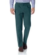  Teal Classic Fit Single Pleat Washed Cotton Chino Pants Size W32 L32 By Charles Tyrwhitt