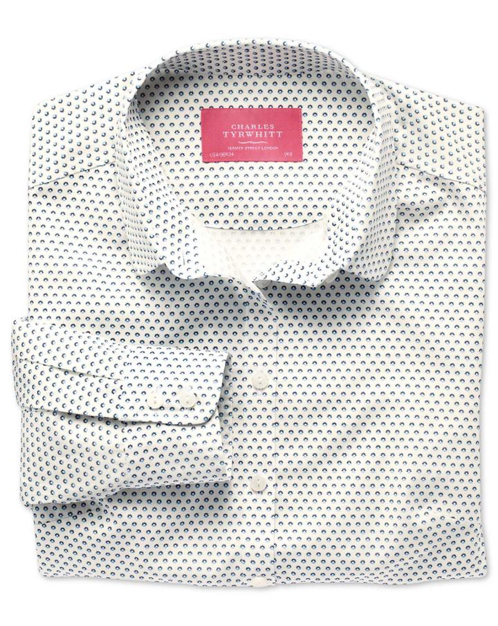 Charles Tyrwhitt Charles Tyrwhitt Women's Semi-fitted Cotton Floral Print Blue And Navy Poplin Shirt