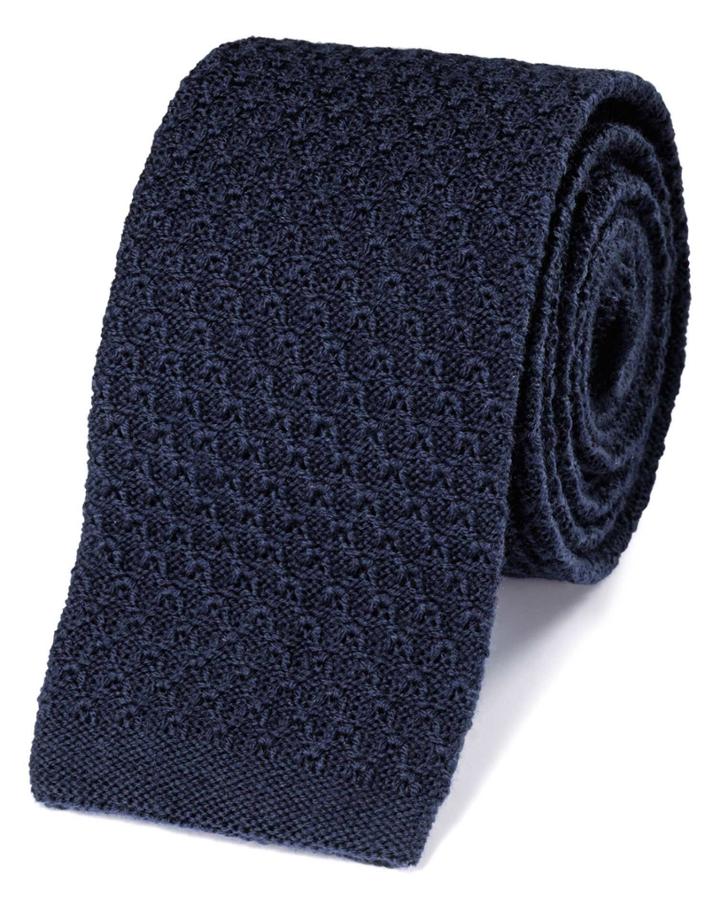 Charles Tyrwhitt Slim Navy Wool Knitted Classic Tie By Charles Tyrwhitt