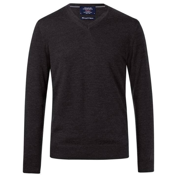 Charles Tyrwhitt Charles Tyrwhitt Charcoal Merino V Neck Sweater (l)