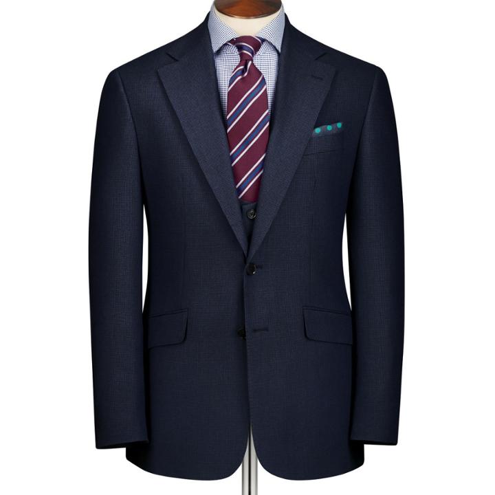 Charles Tyrwhitt Charles Tyrwhitt Navy And Black Slim Fit Puppytooth Suit Wool Jacket Size 40