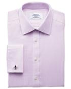  Slim Fit Non-iron Imperial Weave Lilac Cotton Dress Shirt French Cuff Size 14.5/33 By Charles Tyrwhitt