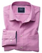 Charles Tyrwhitt Slim Fit Non-iron Oxford Dark Pink Plain Cotton Casual Shirt Single Cuff Size Medium By Charles Tyrwhitt