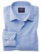 Charles Tyrwhitt Slim Fit Washed Blue Textured Check Cotton Casual Shirt Single Cuff Size Medium By Charles Tyrwhitt