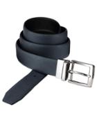  Black And Navy Textured Reversible Dress Belt Size 30-32 By Charles Tyrwhitt
