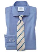 Charles Tyrwhitt Slim Fit Spread Collar Non-iron Cotton Stretch Oxford Mid Blue Dress Shirt Single Cuff Size 15/32 By Charles Tyrwhitt
