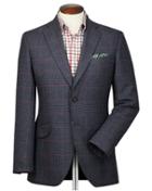 Charles Tyrwhitt Slim Fit Navy And Pink Checkered British Tweed Cotton/cashmere Jacket Size 36 By Charles Tyrwhitt