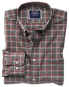  Extra Slim Fit Non-iron Grey Check Twill Cotton Casual Shirt Single Cuff Size Large By Charles Tyrwhitt