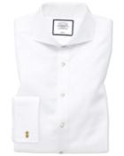  Slim Fit White Non-iron Twill Extreme Spread Collar Cotton Dress Shirt French Cuff Size 15/33 By Charles Tyrwhitt