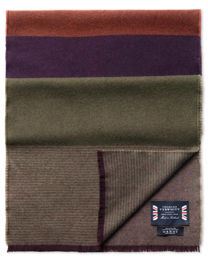 Charles Tyrwhitt Charles Tyrwhitt Purple Striple Merino Scarf