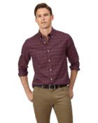  Extra Slim Fit Soft Washed Non-iron Twill Berry Grid Check Cotton Casual Shirt Single Cuff Size Small By Charles Tyrwhitt
