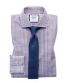  Extra Slim Fit Non-iron Blue And Red Check Cotton Dress Shirt French Cuff Size 14.5/33 By Charles Tyrwhitt
