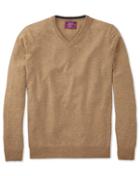  Tan Cashmere V-neck Sweater Size Small By Charles Tyrwhitt