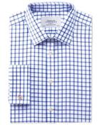 Charles Tyrwhitt Charles Tyrwhitt Slim Fit Non-iron Twill Grid Check Royal Blue Cotton Dress Shirt Size 14.5/32