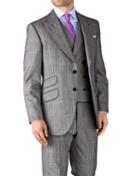  Grey Check Slim Fit British Panama Luxury Suit Wool Jacket Size 42 By Charles Tyrwhitt