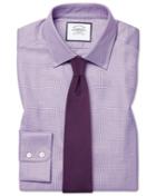  Slim Fit Egyptian Cotton Chevron Purple Dress Shirt Single Cuff Size 14.5/33 By Charles Tyrwhitt