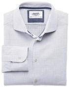 Charles Tyrwhitt Charles Tyrwhitt Classic Fit Semi-spread Collar Business Casual Square Dobby White And Navy Blue Egyptian Cotton Dress Shirt Size 15/33