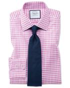 Charles Tyrwhitt Slim Fit Non-iron Gingham Pink Cotton Dress Shirt Single Cuff Size 15/33 By Charles Tyrwhitt