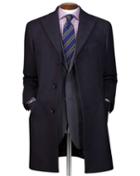  Navy Wool And Cashmere Epsom Overwool/cashmere Coat Size 36 By Charles Tyrwhitt