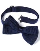 Navy Silk Knitted Ready-tied Bow Tie By Charles Tyrwhitt
