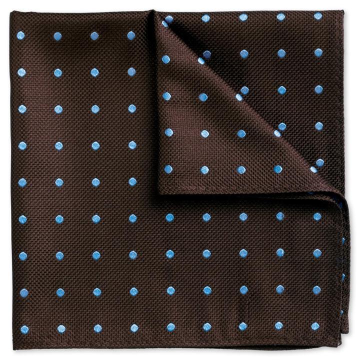 Charles Tyrwhitt Charles Tyrwhitt Classic Brown And Sky Spot Pocket Square