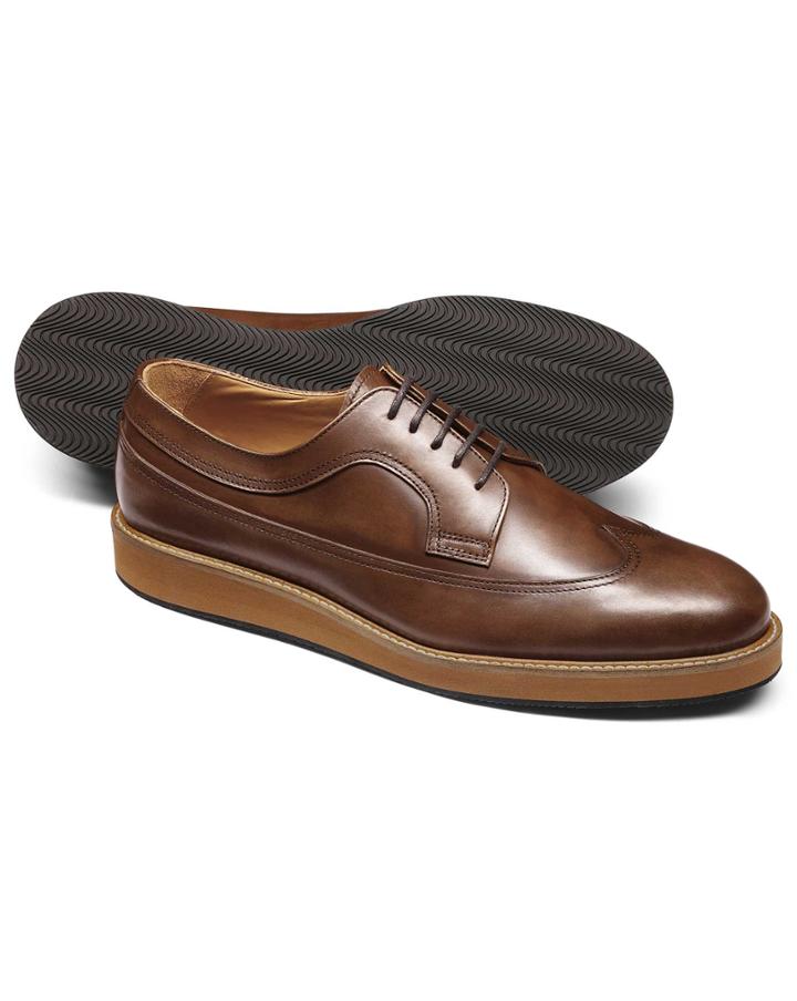 Charles Tyrwhitt Tan Lightweight Winged Derby Shoe Size 11.5 By Charles Tyrwhitt