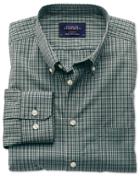 Charles Tyrwhitt Extra Slim Fit Non-iron Poplin Green And Blue Check Cotton Casual Shirt Single Cuff Size Xs By Charles Tyrwhitt
