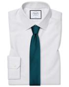  Super Slim Fit Non-iron Dash Weave Grey Cotton Dress Shirt French Cuff Size 14/33 By Charles Tyrwhitt