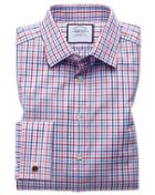 Charles Tyrwhitt Slim Fit Poplin Multi Red Check Cotton Dress Shirt French Cuff Size 15/33 By Charles Tyrwhitt