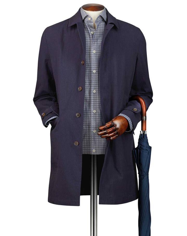  Navy Modern Mac Cotton Jacket Size 36 By Charles Tyrwhitt
