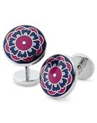  Berry And Navy Floral Enamel Cufflinks By Charles Tyrwhitt