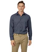  Slim Fit Navy Semi Winter Flannel Plain Cotton Casual Shirt Single Cuff Size Medium By Charles Tyrwhitt