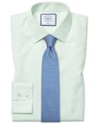 Classic Fit Non-iron Poplin Green Cotton Dress Shirt Single Cuff Size 15/34 By Charles Tyrwhitt