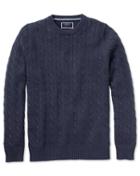  Navy Pima Cotton Cable Crew Neck Sweater Size Medium By Charles Tyrwhitt