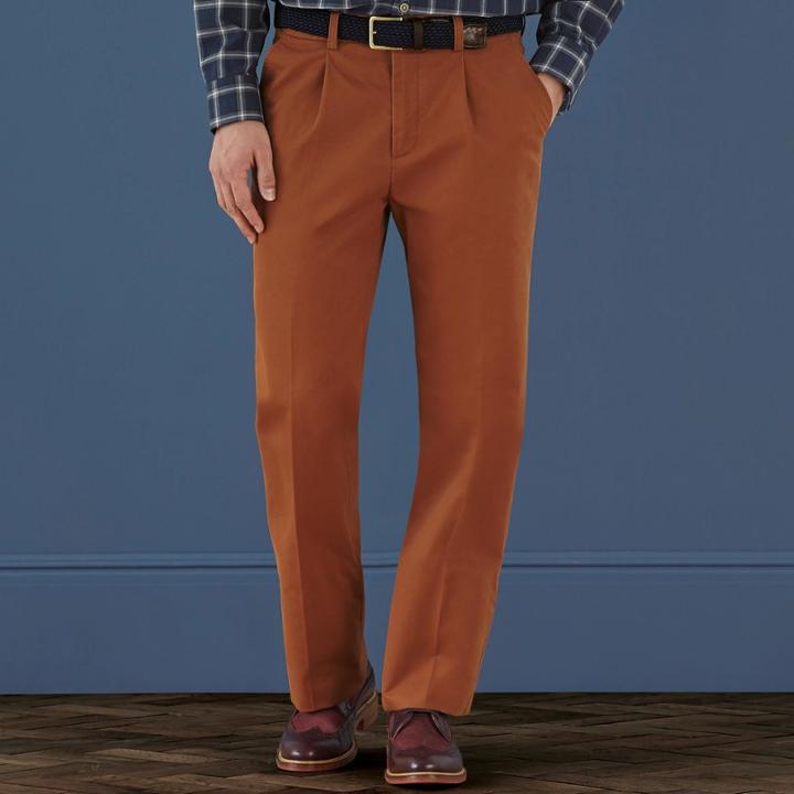Charles Tyrwhitt Charles Tyrwhitt Burnt Orange Classic Fit Single Pleat Weekend Cotton Chino Pants Size W34 L32