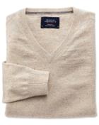 Charles Tyrwhitt Charles Tyrwhitt Stone Cotton Cashmere V-neck Cotton/cashmere Sweater Size Large