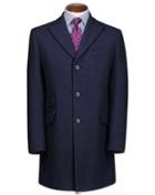 Charles Tyrwhitt Navy Checkered Wool Epsom Overwool Coat Size 38 By Charles Tyrwhitt