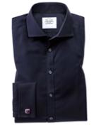Charles Tyrwhitt Super Slim Fit Spread Collar Non-iron Twill Navy Cotton Dress Shirt French Cuff Size 14.5/33 By Charles Tyrwhitt