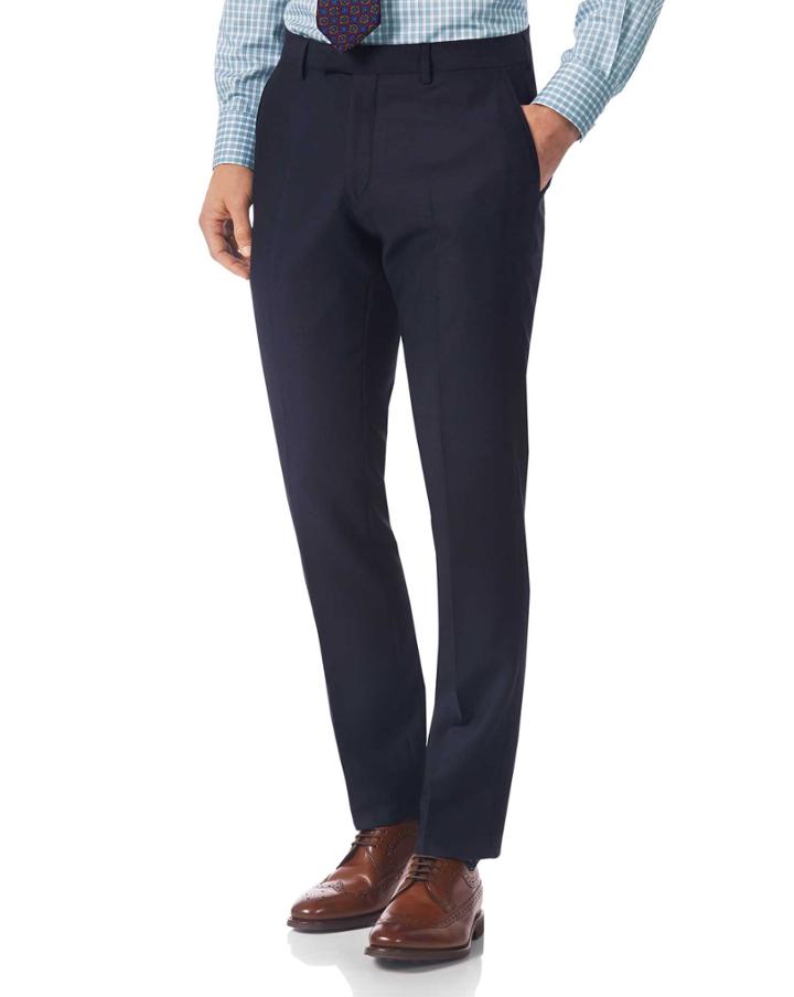  Navy Slim Fit Textured Italian Suit Wool Pants Size W36 L32 By Charles Tyrwhitt