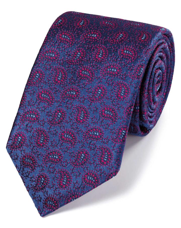 Charles Tyrwhitt Charles Tyrwhitt Blue And Berry Silk Vintage Paisley Luxury Tie