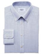 Charles Tyrwhitt Charles Tyrwhitt Slim Fit Button Down Non-iron Twill Grid Check Navy Cotton Dress Shirt Size 14.5/32