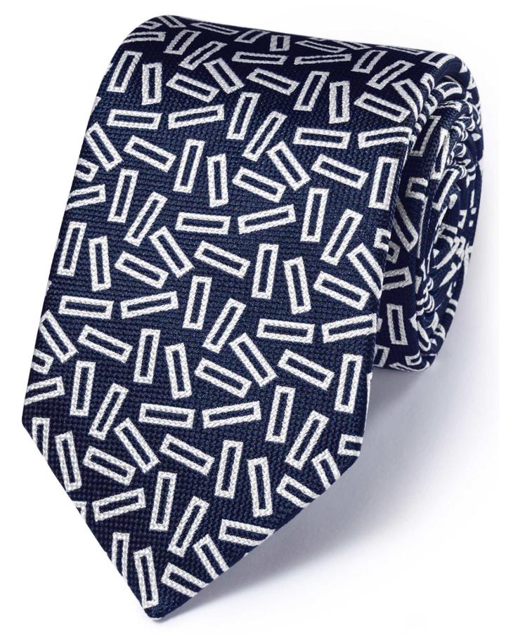 Charles Tyrwhitt Charles Tyrwhitt Royal And White Silk English Luxury End-on-end Tie