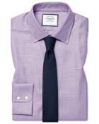  Extra Slim Fit Egyptian Cotton Chevron Purple Dress Shirt French Cuff Size 14.5/32 By Charles Tyrwhitt