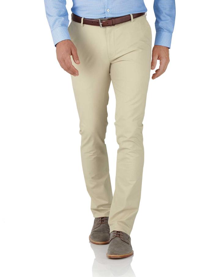 Charles Tyrwhitt Stone Extra Slim Fit Stretch Cotton Chino Pants Size W32 L32 By Charles Tyrwhitt