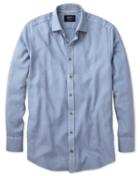 Charles Tyrwhitt Charles Tyrwhitt Extra Slim Fit Mouline Mid Blue Textured Cotton Dress Shirt Size Large