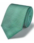  Green And White Tonal Silk Classic Tie By Charles Tyrwhitt