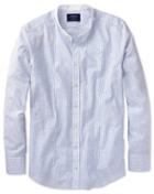 Charles Tyrwhitt Slim Fit Collarless Mid Blue Stripe Cotton Casual Shirt Single Cuff Size Medium By Charles Tyrwhitt