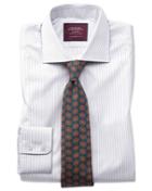  Classic Fit Grey Stripe Luxury Egyptian Cotton Dress Shirt Single Cuff Size 16/35 By Charles Tyrwhitt
