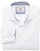 Charles Tyrwhitt Extra Slim Fit Semi-spread Collar Business Casual Textured White Cotton Dress Shirt Single Cuff Size 15.5/37 By Charles Tyrwhitt